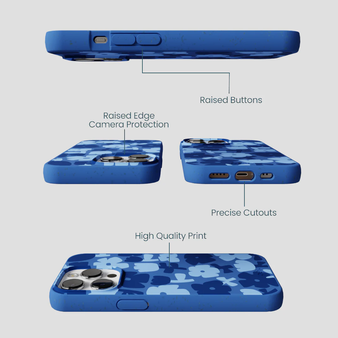 Electric Blue Daydream Blooms iPhone 13 Pro Case - Image 3