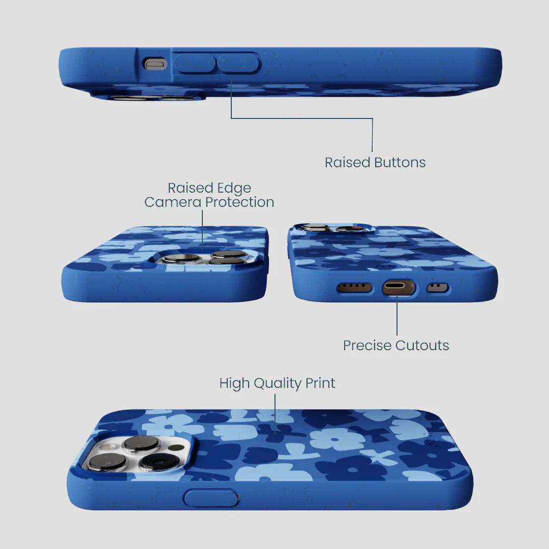 Electric Blue Daydream Blooms iPhone 13 Pro Max Case - Image 3