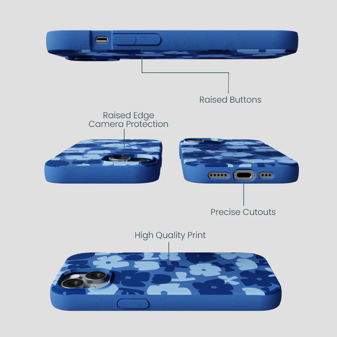 Electric Blue Daydream Blooms iPhone 14 Case - Image 3