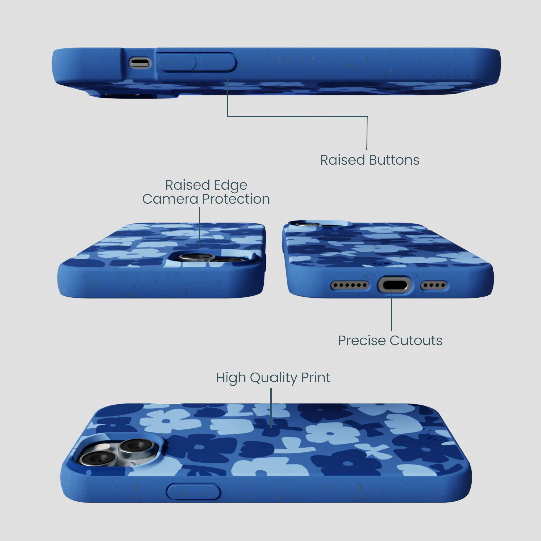Electric Blue Daydream Blooms iPhone 14 Plus Case - Image 3