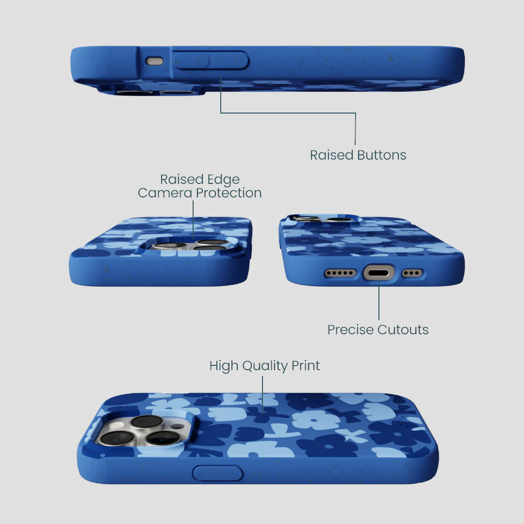 Electric Blue Daydream Blooms iPhone 14 Pro Case - Image 3