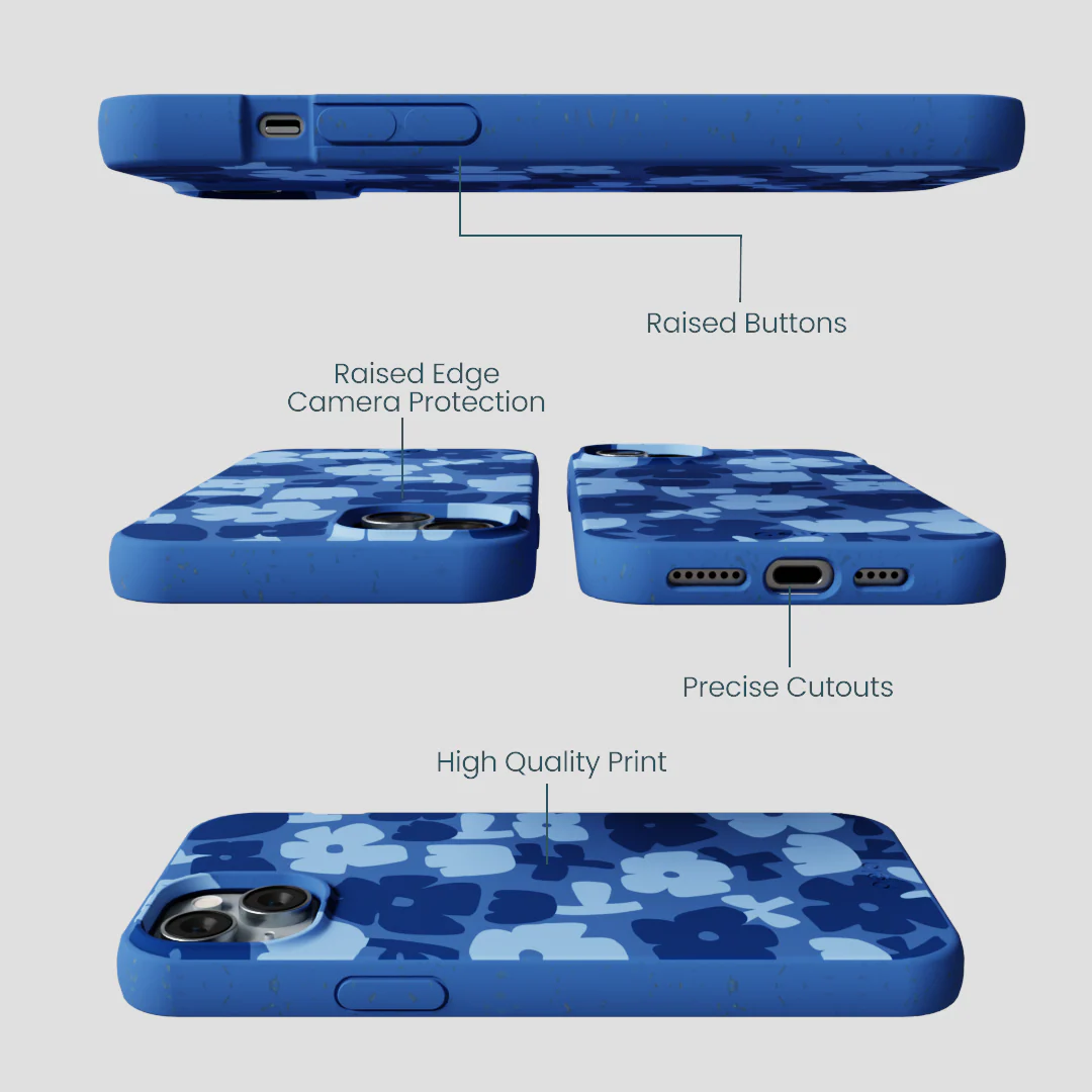 Electric Blue Daydream Blooms iPhone 15 Plus Case - Image 3