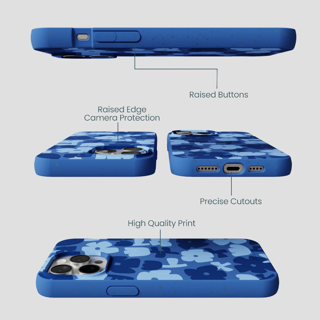 Electric Blue Daydream Blooms iPhone 15 Pro Max Case - Image 3