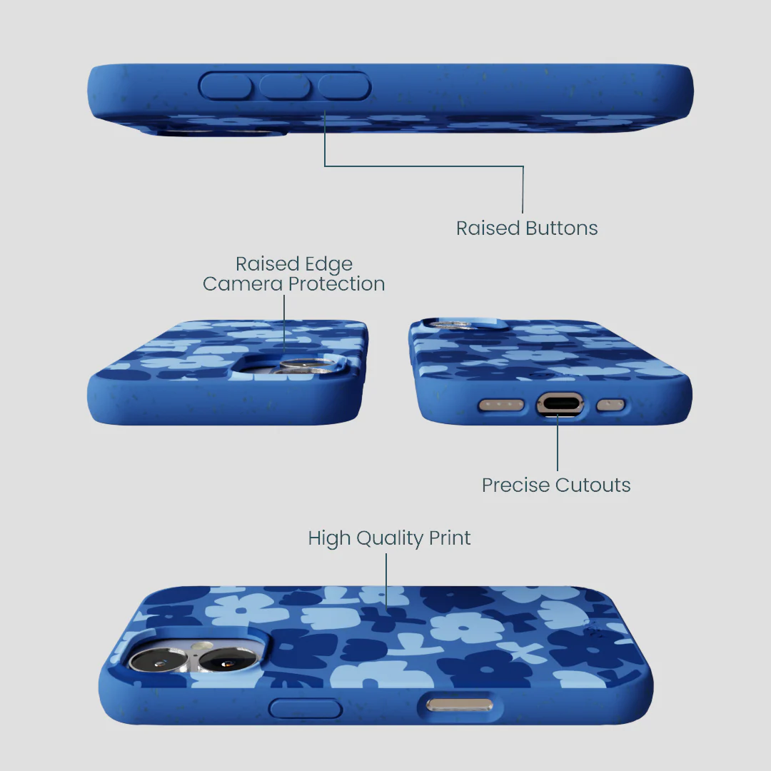 Electric Blue Daydream Blooms iPhone 16 Case - Image 3