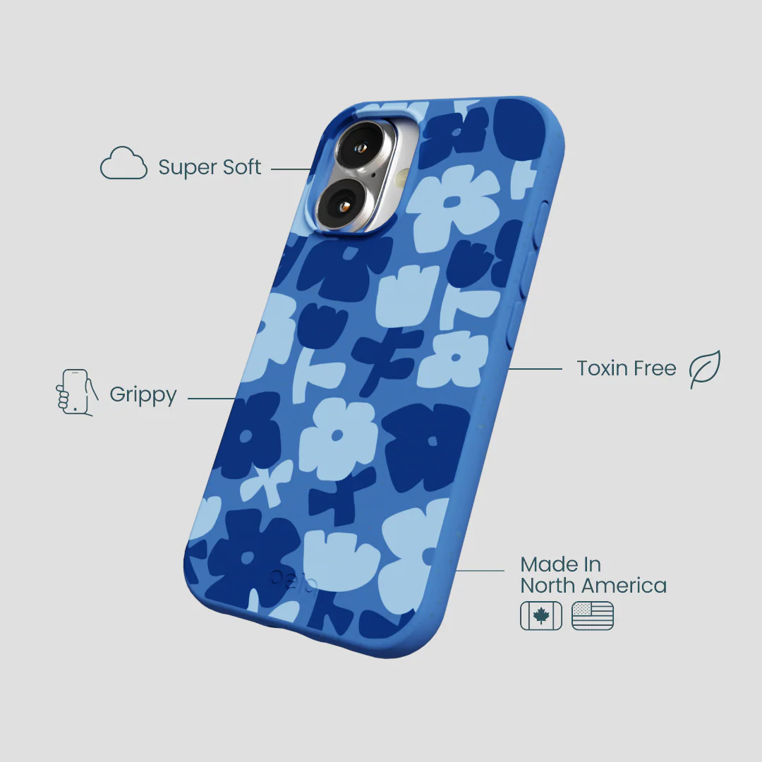 Electric Blue Daydream Blooms iPhone 16 Case - Image 4
