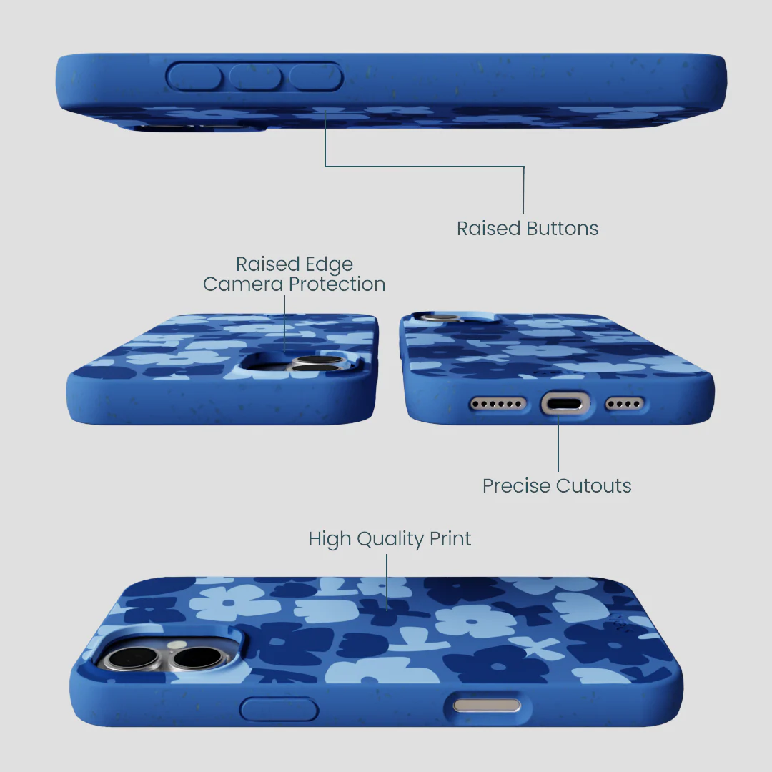 Electric Blue Daydream Blooms iPhone 16 Plus Case - Image 3