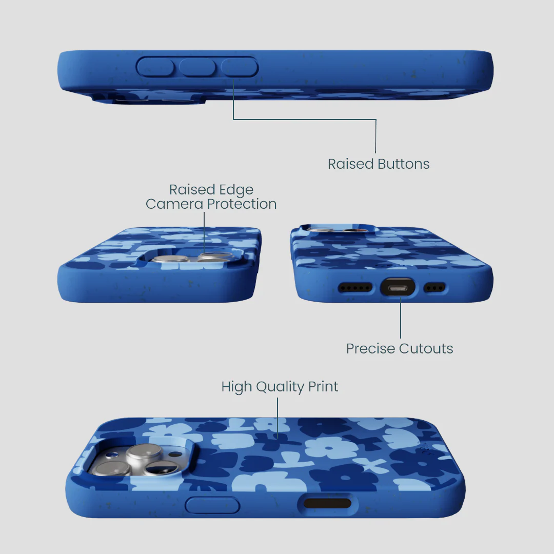 Electric Blue Daydream Blooms iPhone 16 Pro Case - Image 3