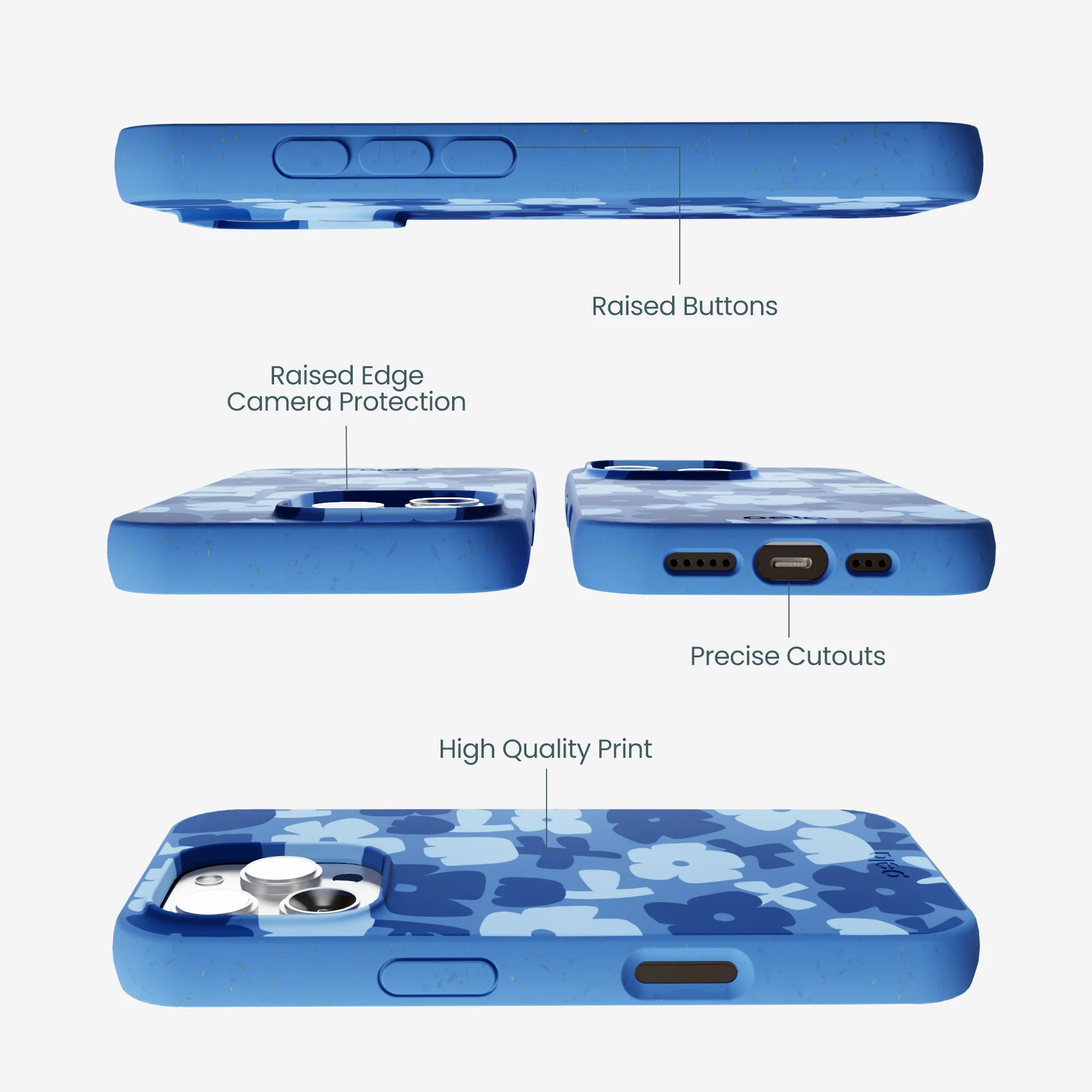 Electric Blue Daydream Blooms iPhone 16 Pro Max Case - Image 3