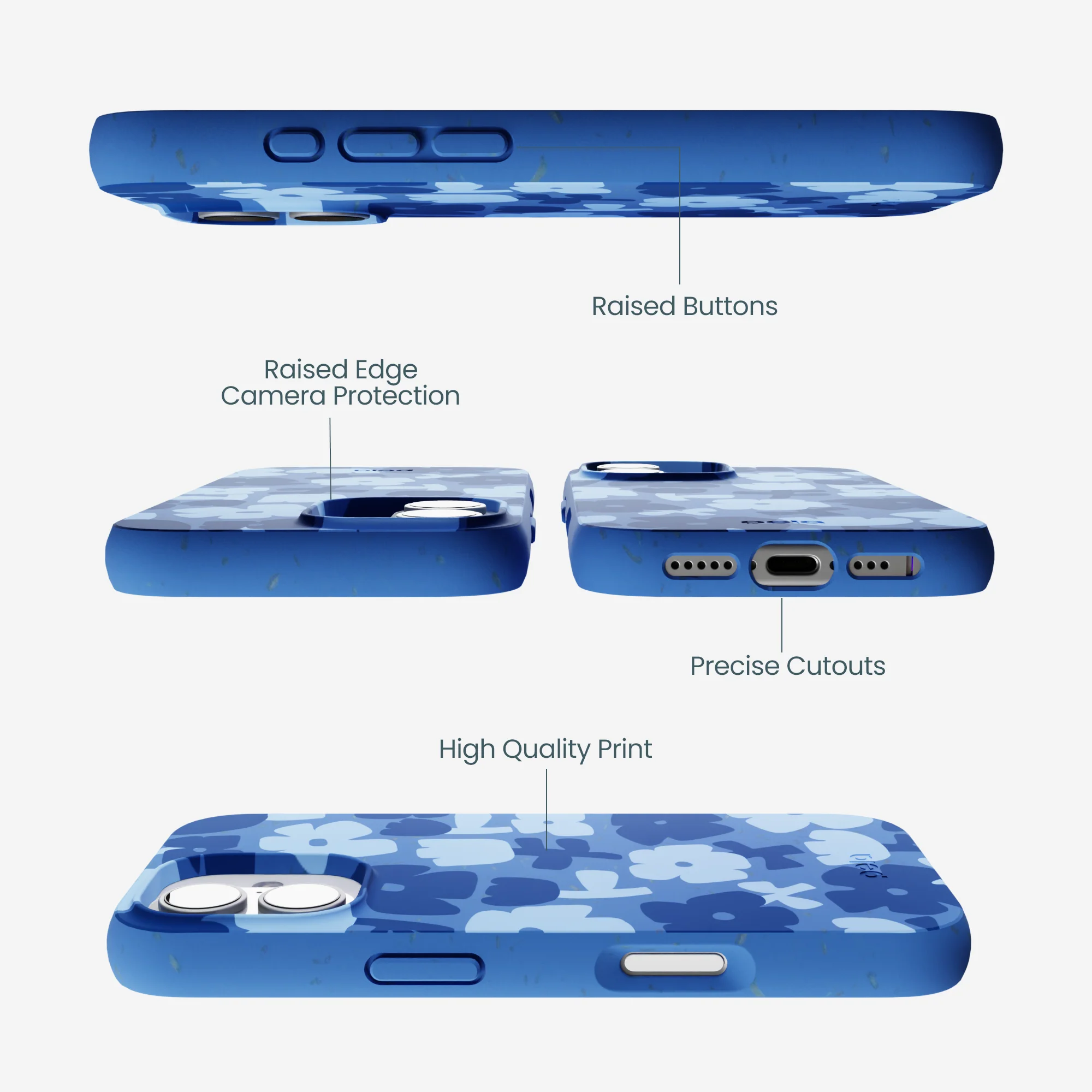 Electric Blue Daydream Blooms iPhone 17 Case - Image 3