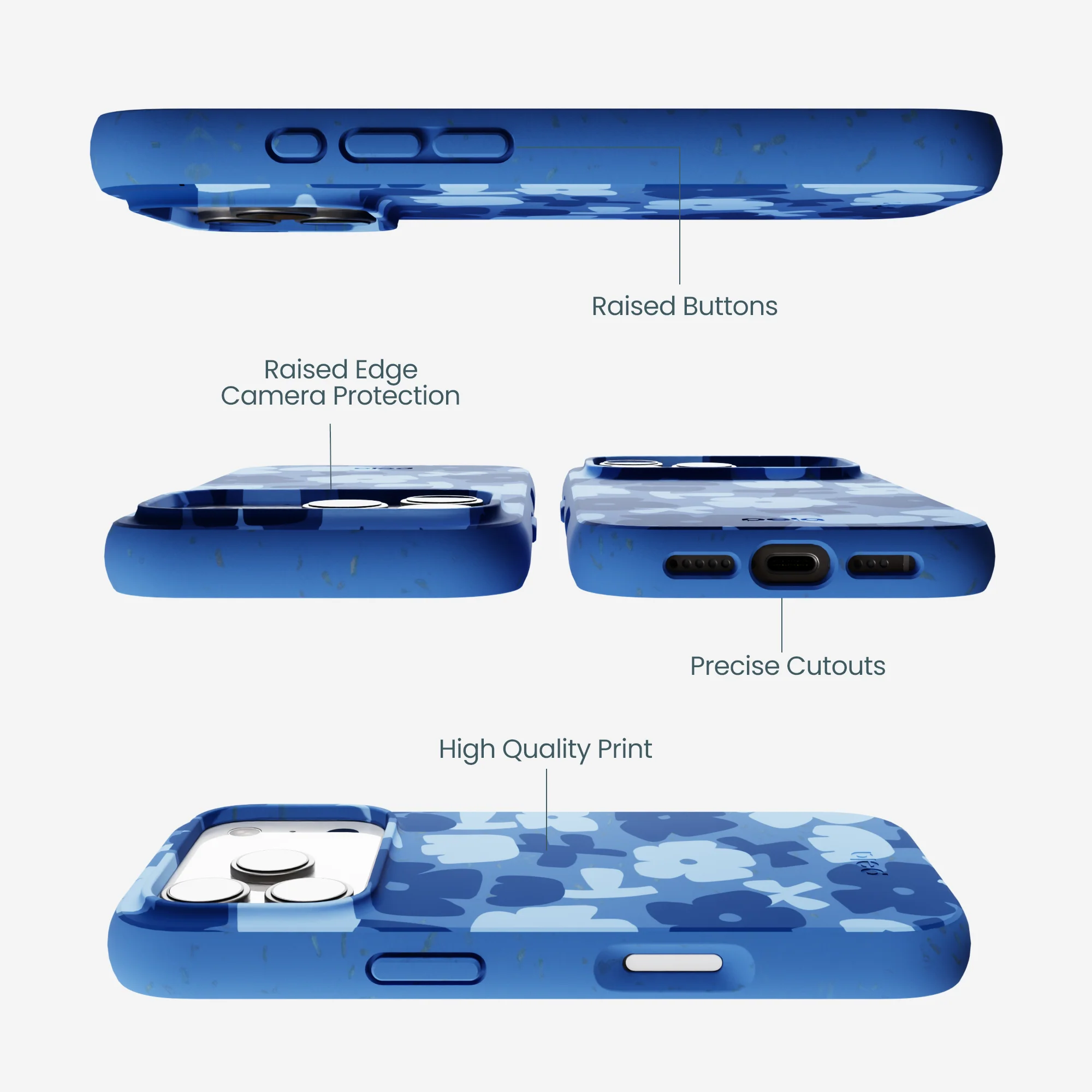Electric Blue Daydream Blooms iPhone 17 Pro Case - Image 3