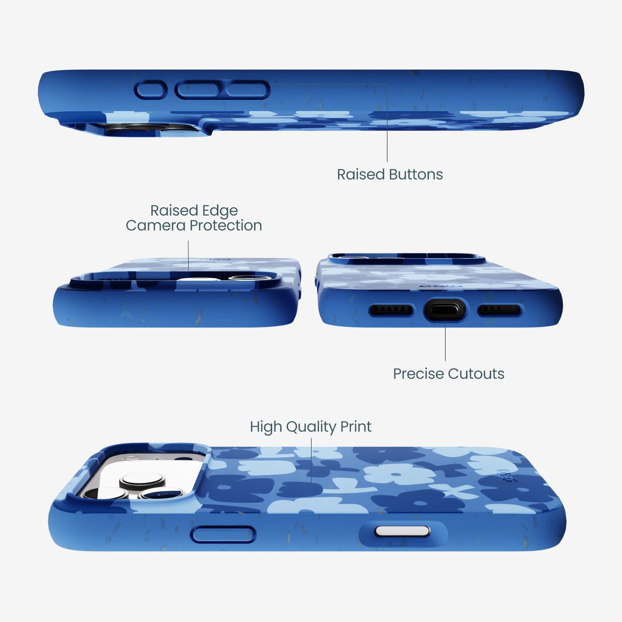 Electric Blue Daydream Blooms iPhone 17 Pro Max Case - Image 3