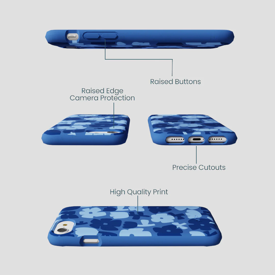 Electric Blue Daydream Blooms iPhone 6/6s/7/8/SE Case - Image 3