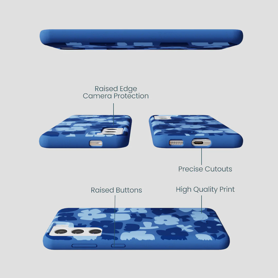 Electric Blue Daydream Blooms Samsung Galaxy S21 Case - Image 3