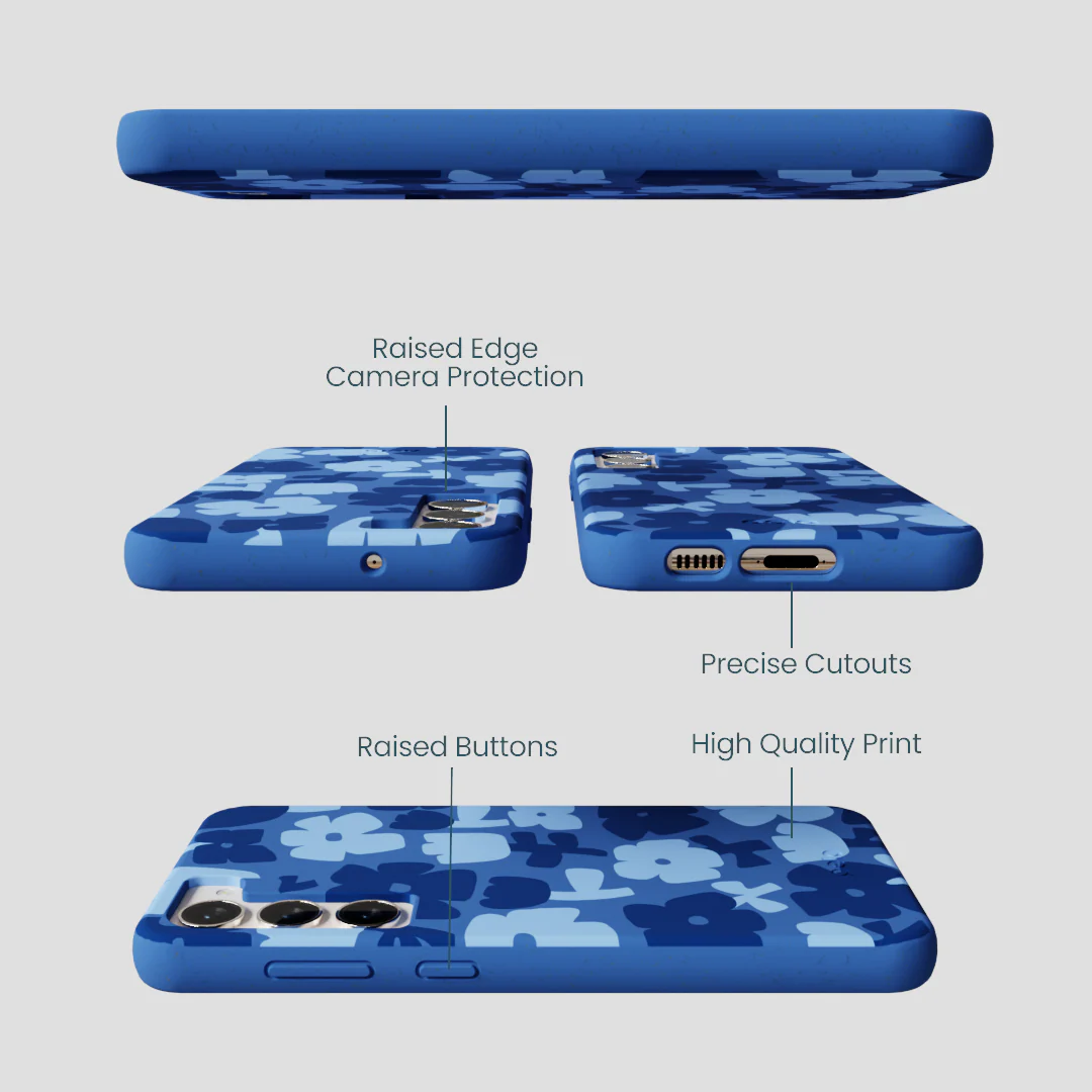 Electric Blue Daydream Blooms Samsung Galaxy S24+(Plus) Case - Image 3