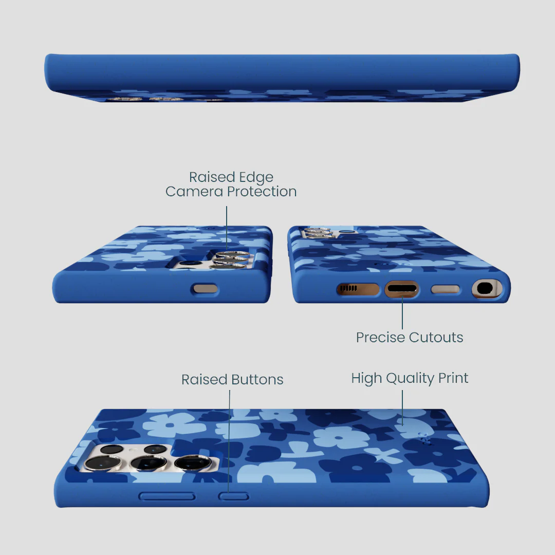 Electric Blue Daydream Blooms Samsung Galaxy S24 Ultra Case - Image 3