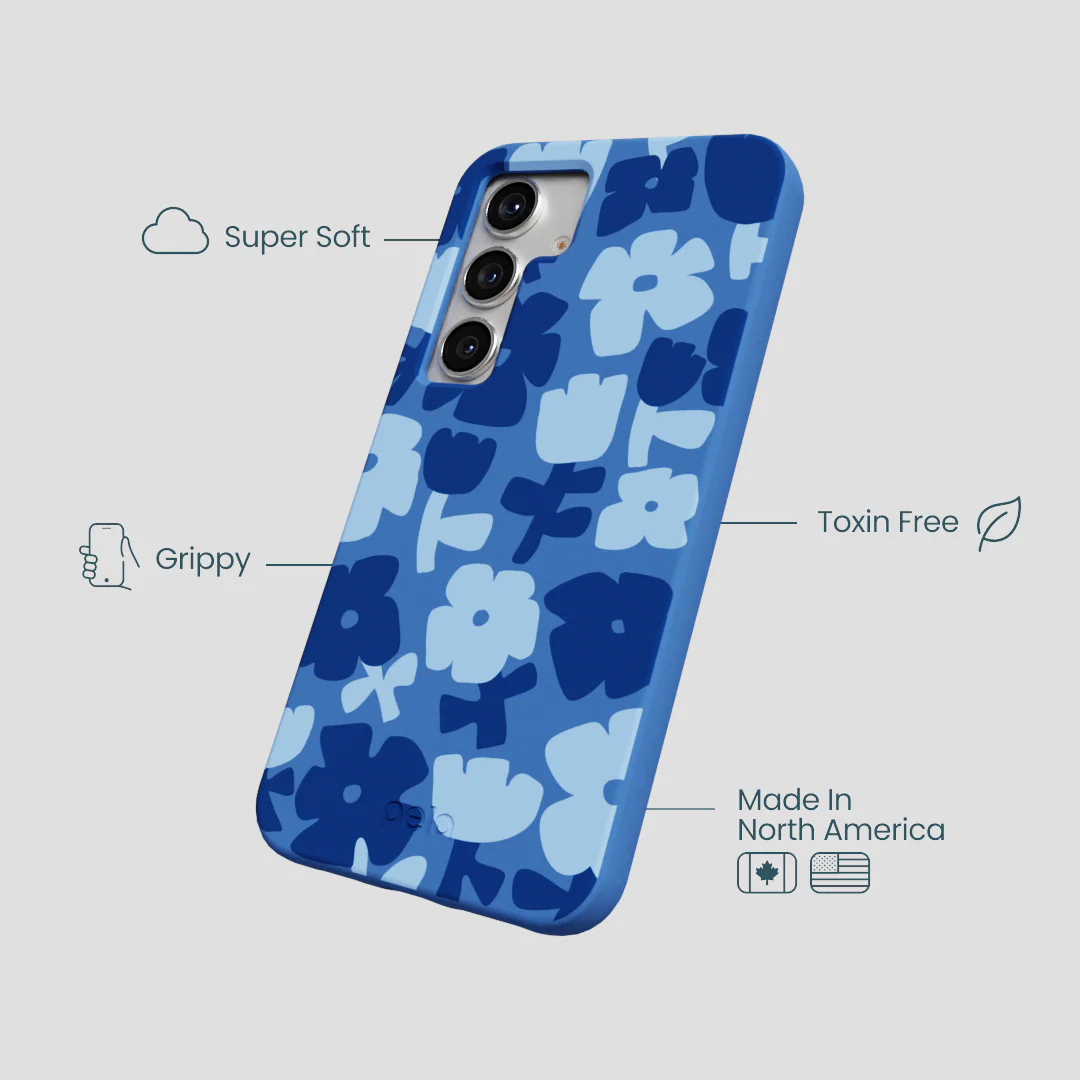 Electric Blue Daydream Blooms Samsung Galaxy S25 Case - Image 4