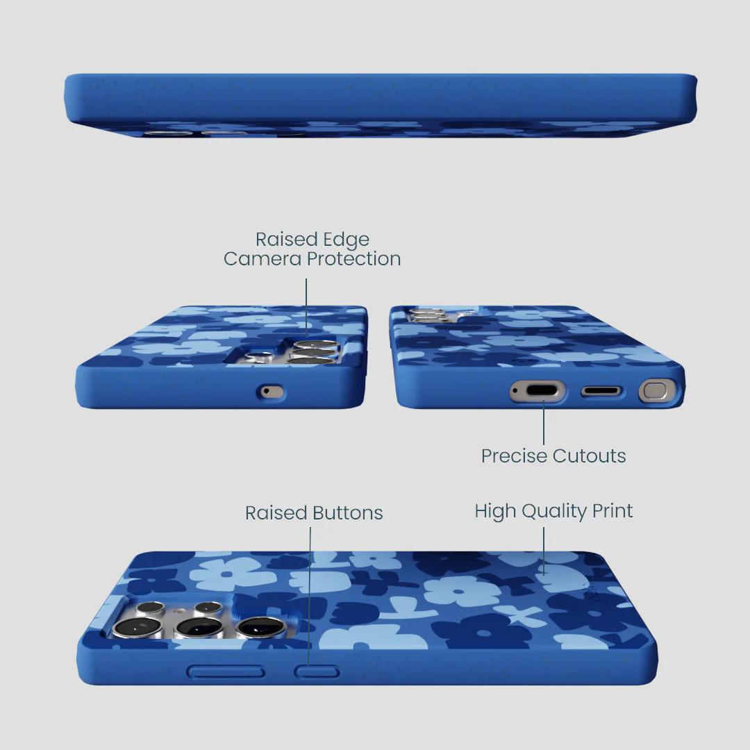 Electric Blue Daydream Blooms Samsung Galaxy S25 Ultra Case - Image 3