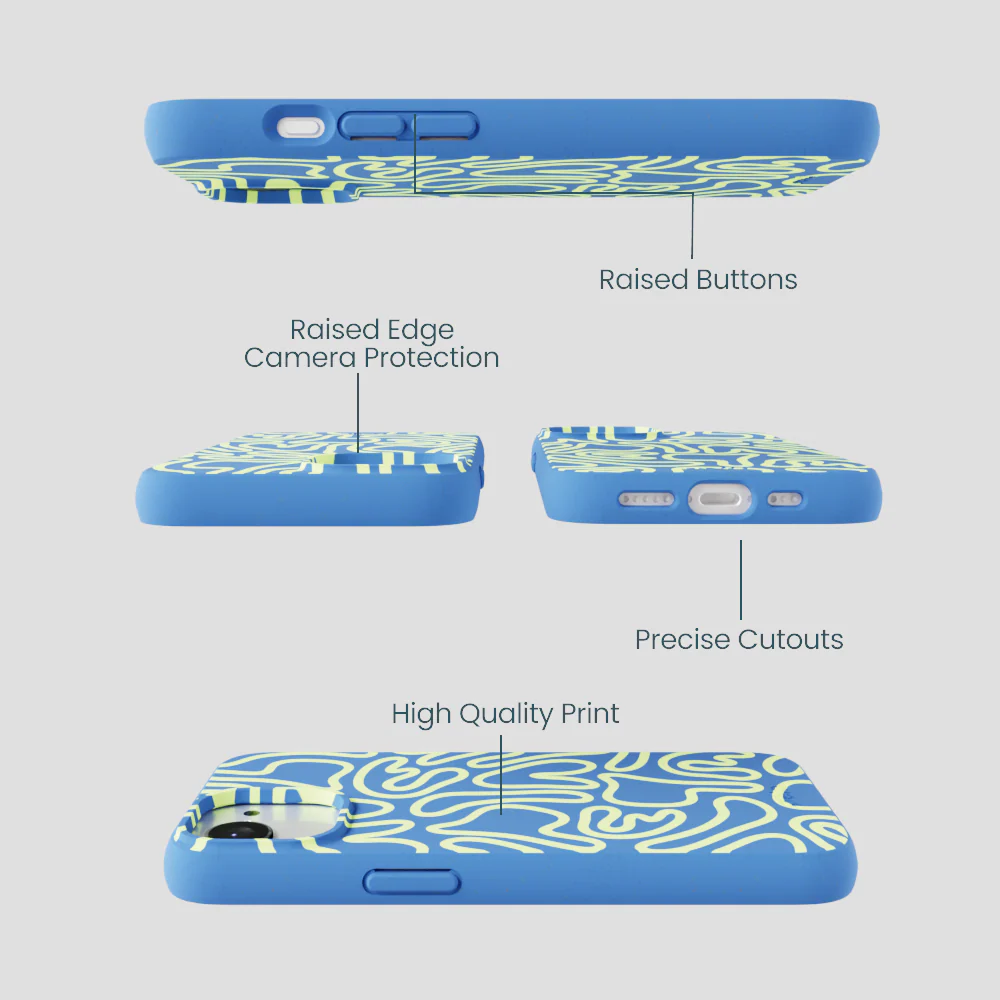 Electric Blue Dizzy Dreams iPhone 16e/17e Case - Image 3