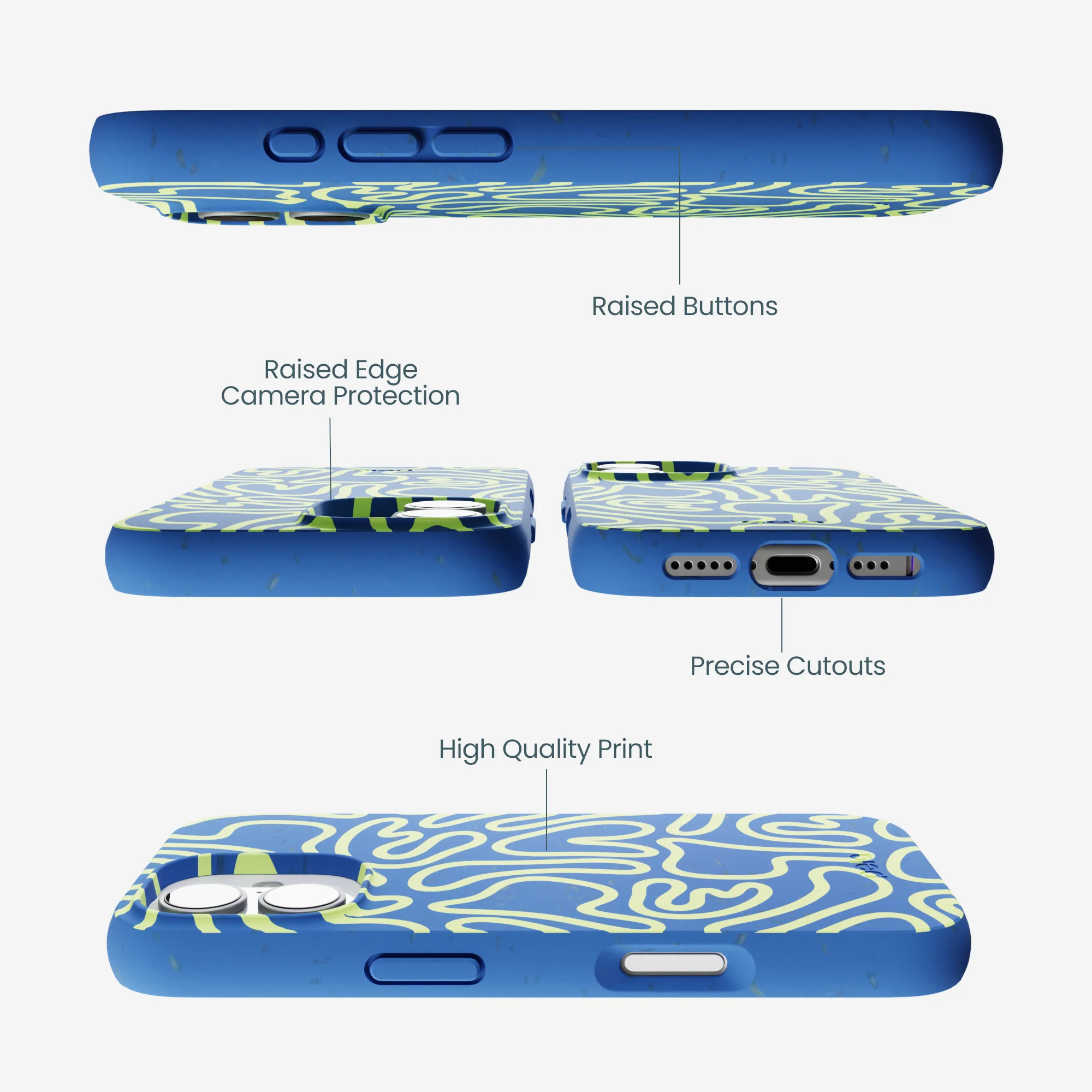 Electric Blue Dizzy Dreams iPhone 17 Case - Image 3