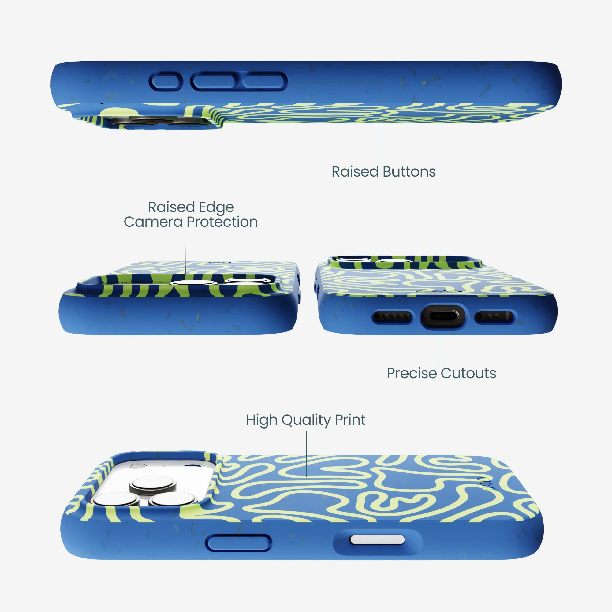 Electric Blue Dizzy Dreams iPhone 17 Pro Case - Image 3