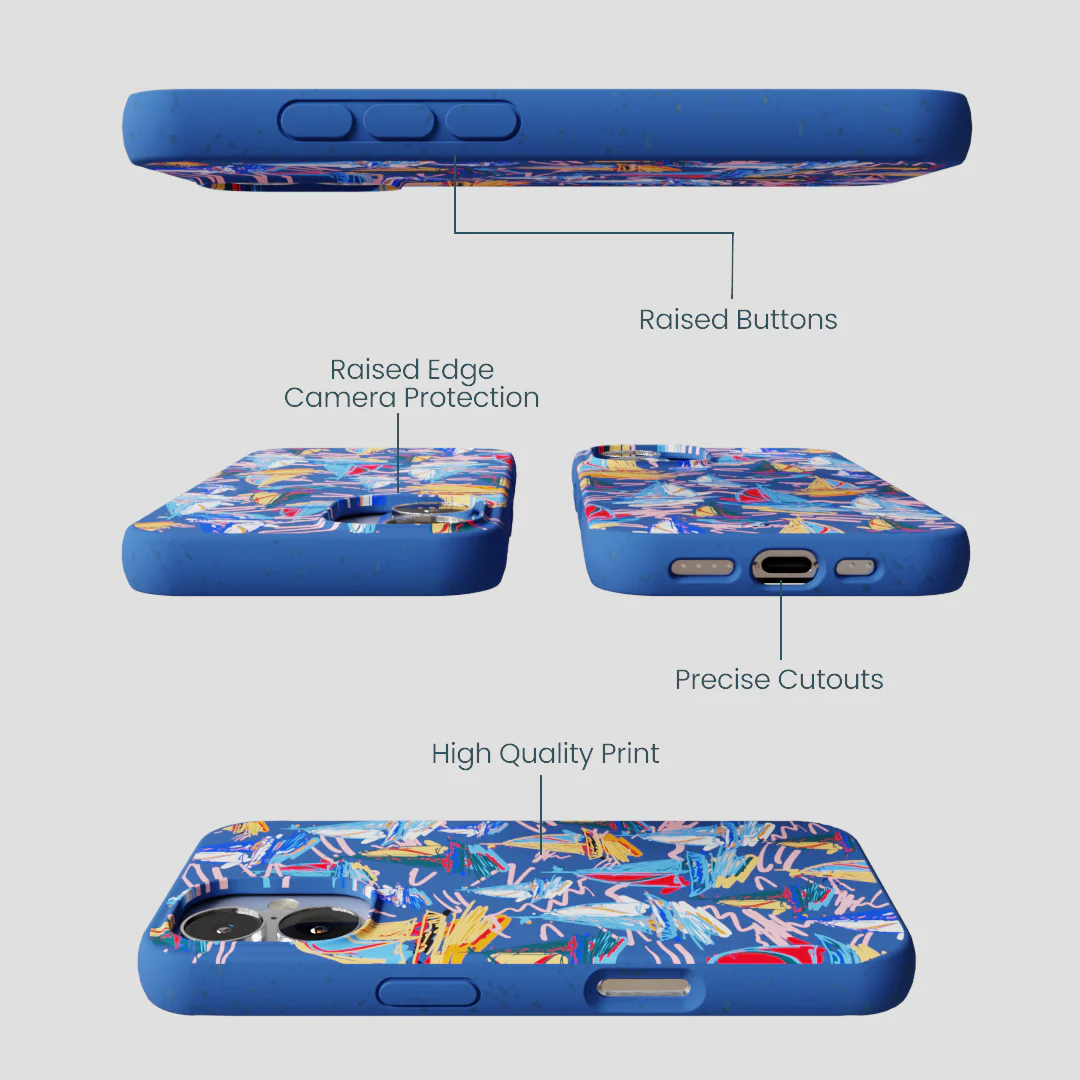 Electric Blue Dockside Dreams iPhone 16 Case - Image 3