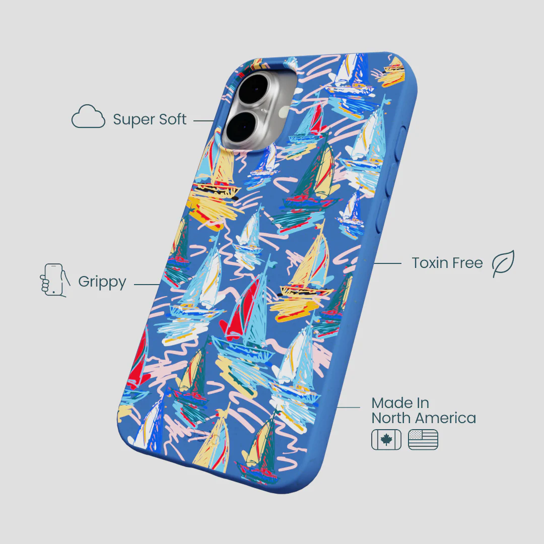 Electric Blue Dockside Dreams iPhone 16 Plus Case - Image 4