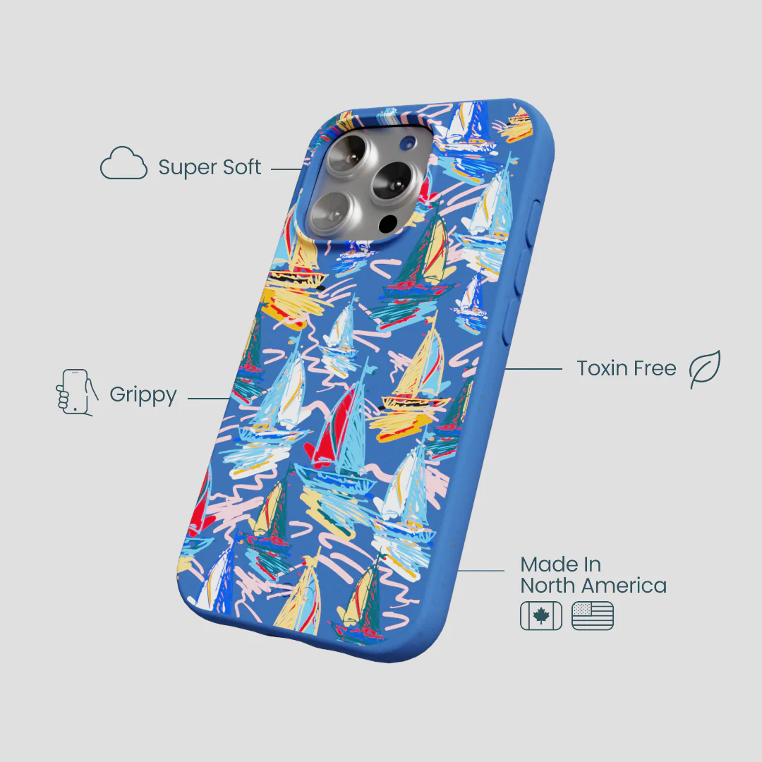 Electric Blue Dockside Dreams iPhone 16 Pro Case - Image 4