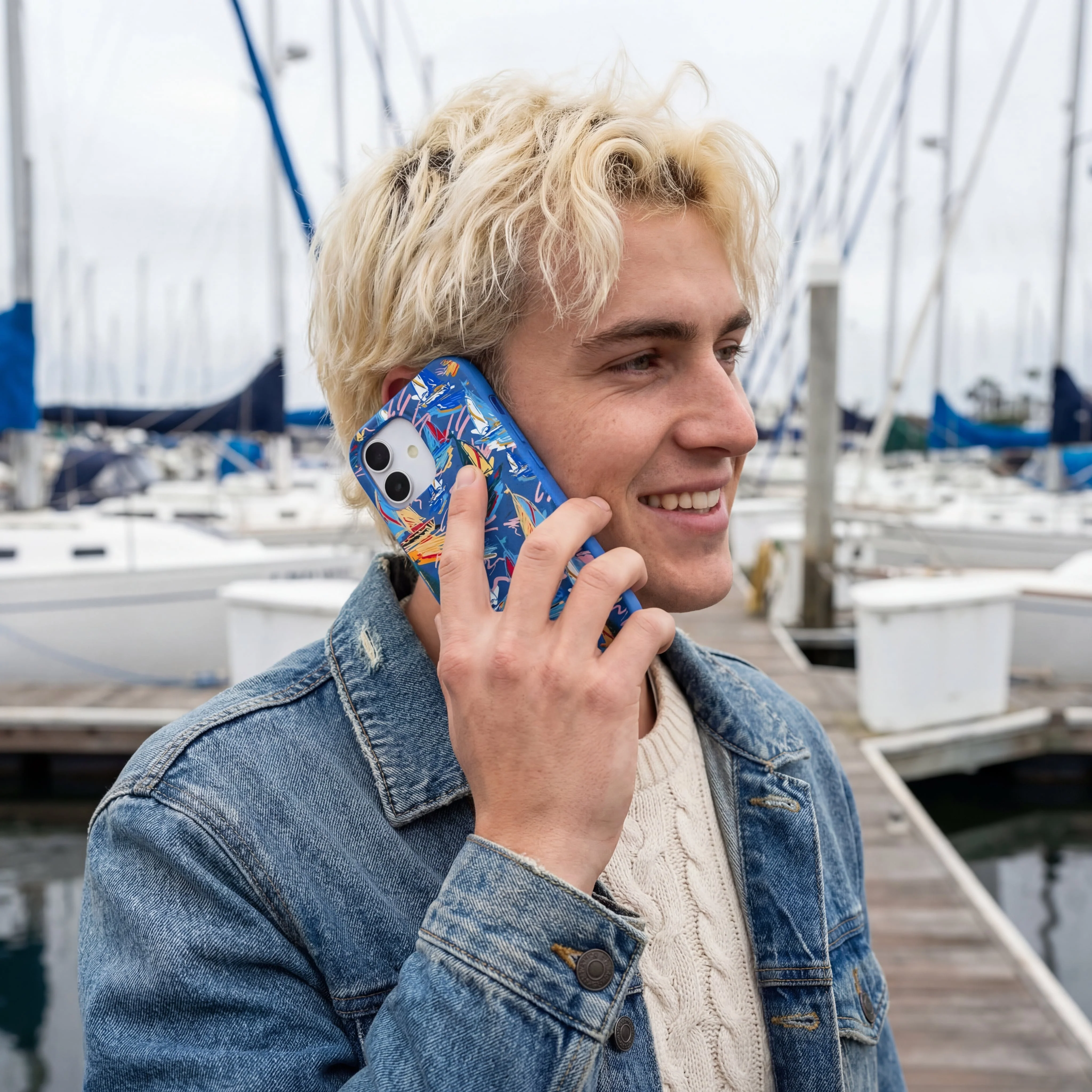 Electric Blue Dockside Dreams iPhone 16e/17e Case - Image 2