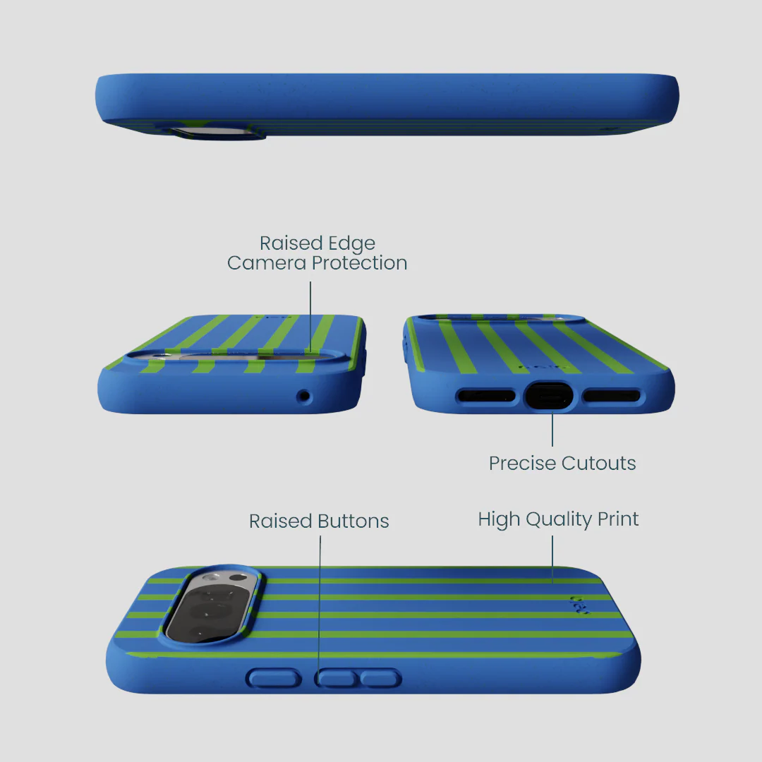 Electric Blue Earth Stripes Google Pixel 10/10 Pro Case - Image 3