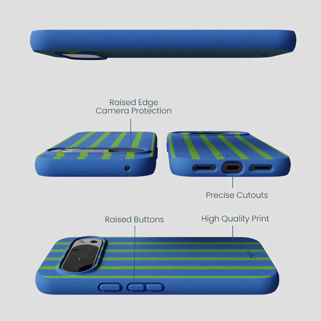 Electric Blue Earth Stripes Google Pixel 10 Pro XL Case - Image 3