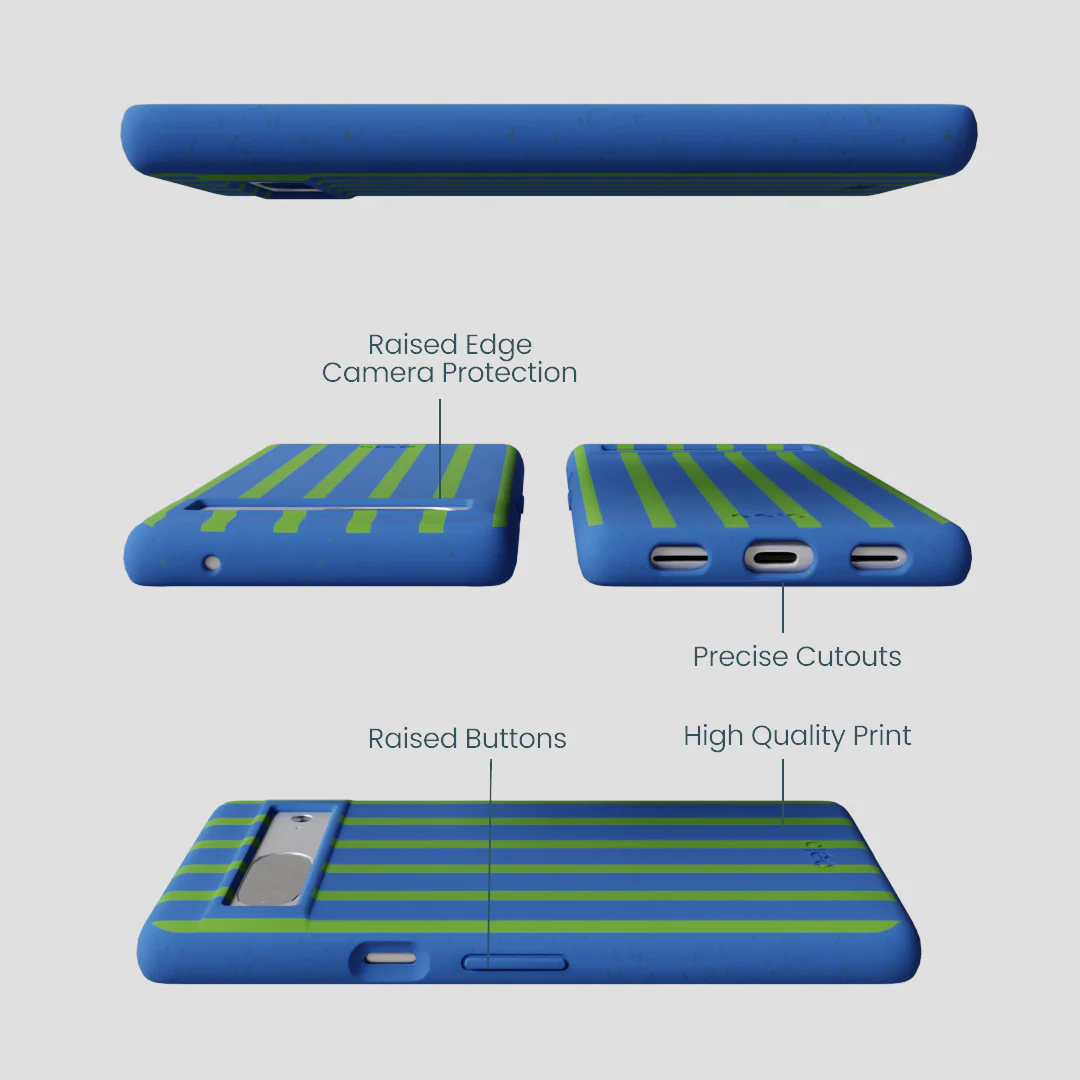 Electric Blue Earth Stripes Google Pixel 7 Case - Image 3