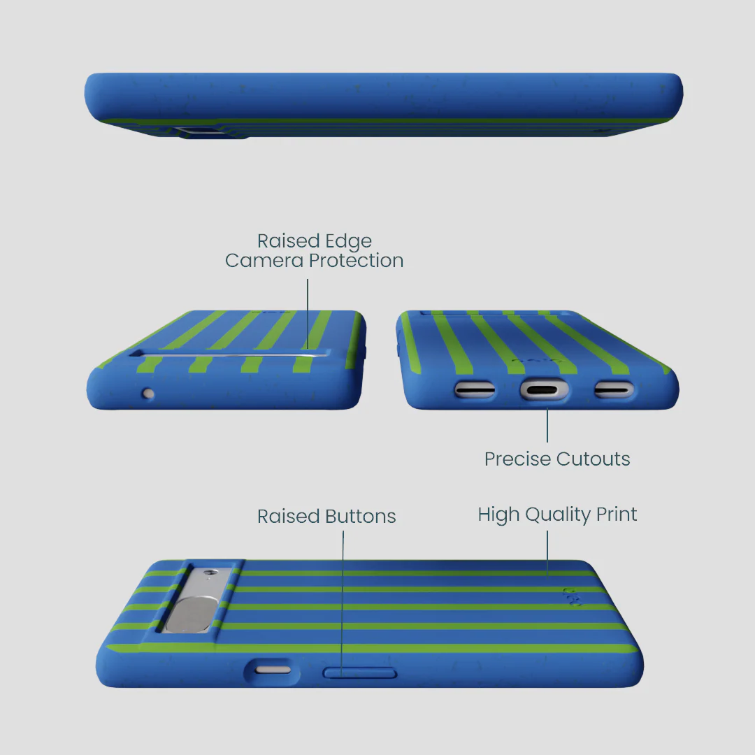Electric Blue Earth Stripes Google Pixel 7a Case - Image 3