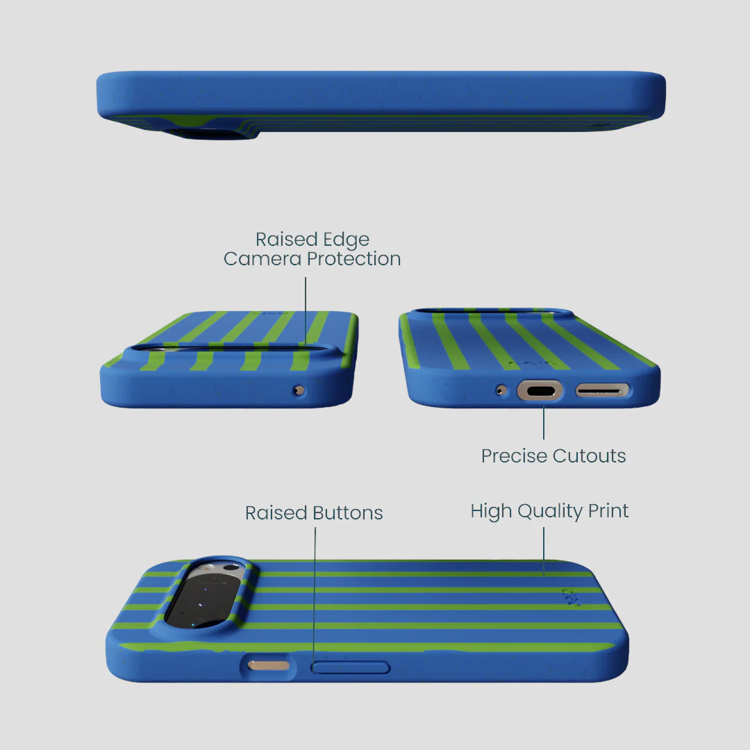 Electric Blue Earth Stripes Google Pixel 9/9 Pro Case - Image 3