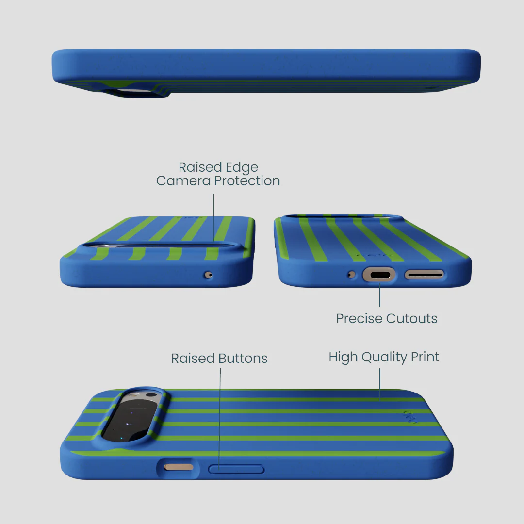Electric Blue Earth Stripes Google Pixel 9 Pro XL Case - Image 3