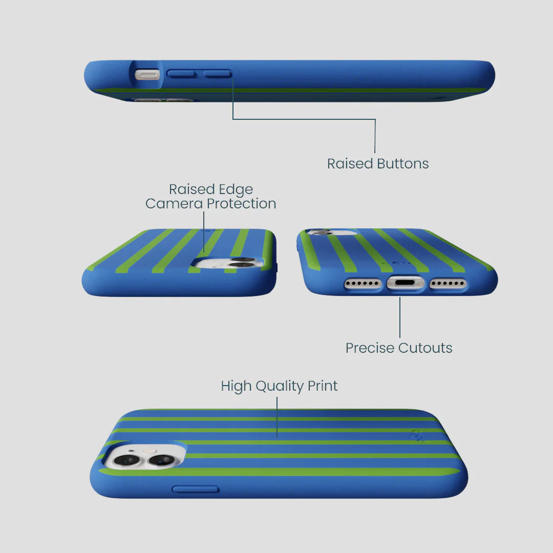 Electric Blue Earth Stripes iPhone 11 Case - Image 3