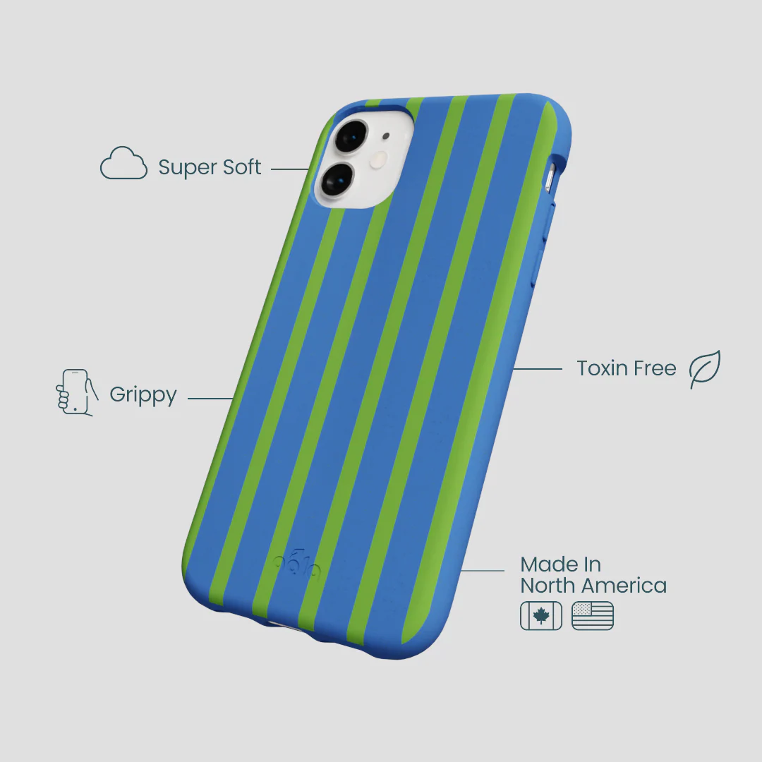Electric Blue Earth Stripes iPhone 11 Case - Image 4