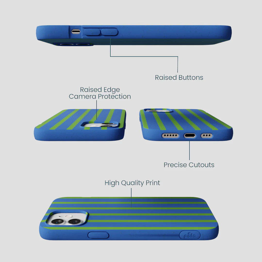 Electric Blue Earth Stripes iPhone 12/ iPhone 12 Pro Case - Image 3
