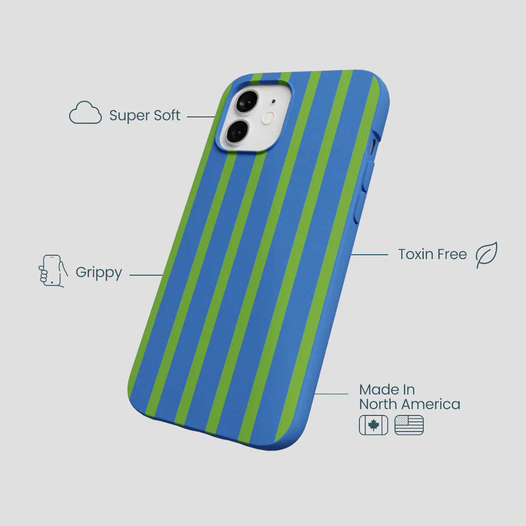 Electric Blue Earth Stripes iPhone 12/ iPhone 12 Pro Case - Image 4