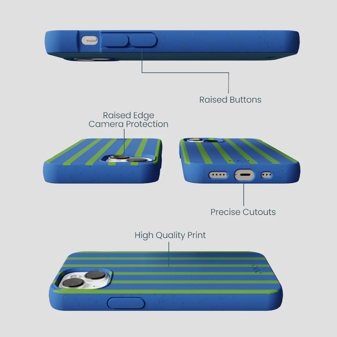 Electric Blue Earth Stripes iPhone 13 Case - Image 3