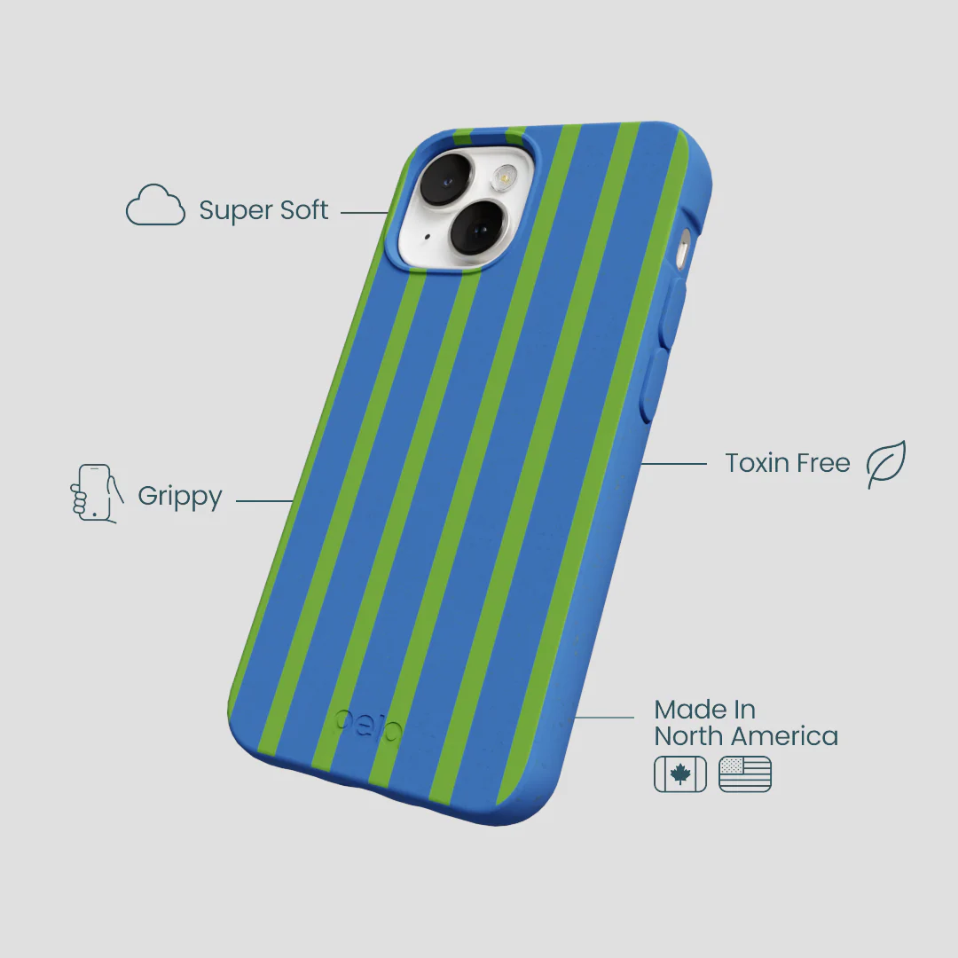 Electric Blue Earth Stripes iPhone 13 Case - Image 4