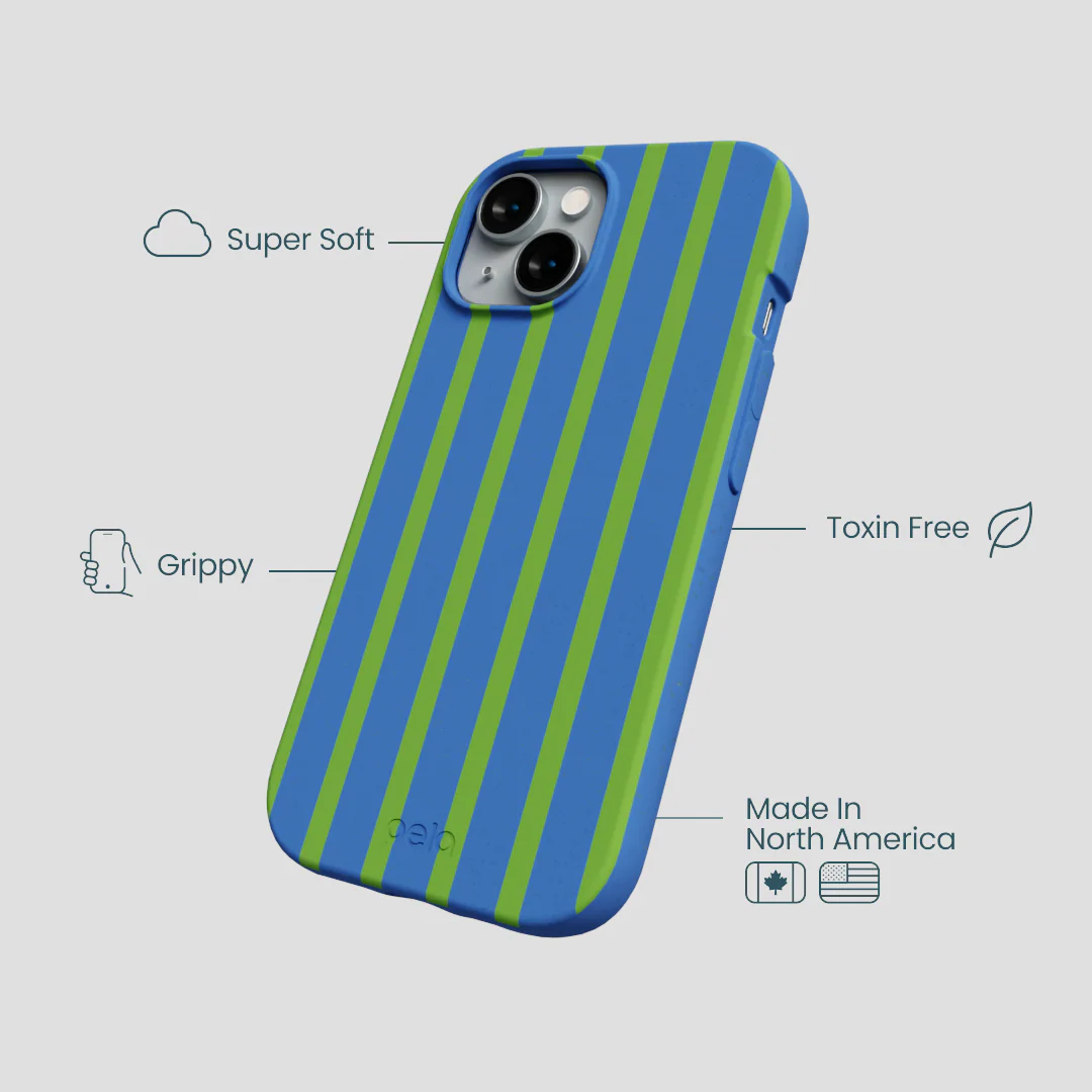 Electric Blue Earth Stripes iPhone 14 Case - Image 4