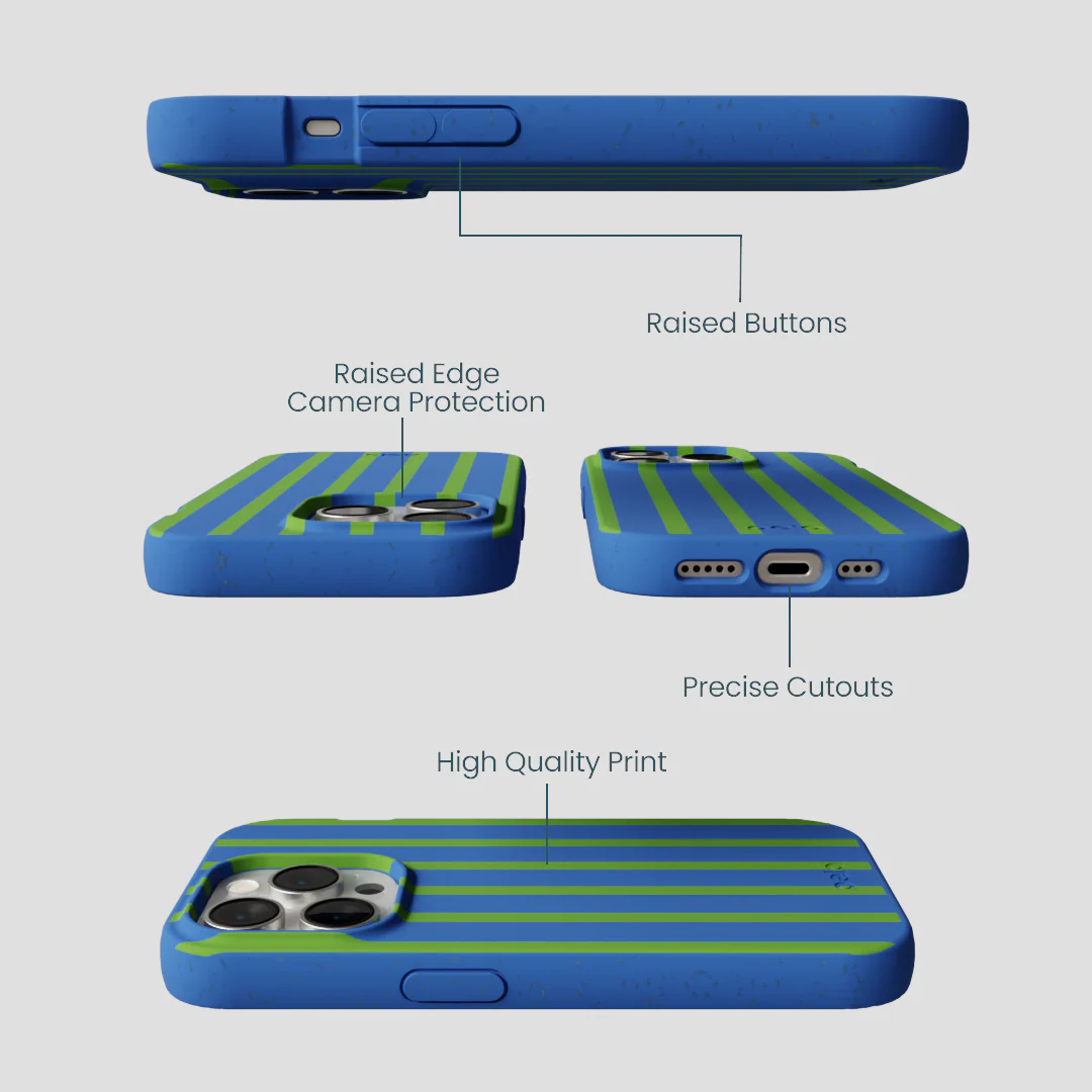 Electric Blue Earth Stripes iPhone 14 Pro Case - Image 3