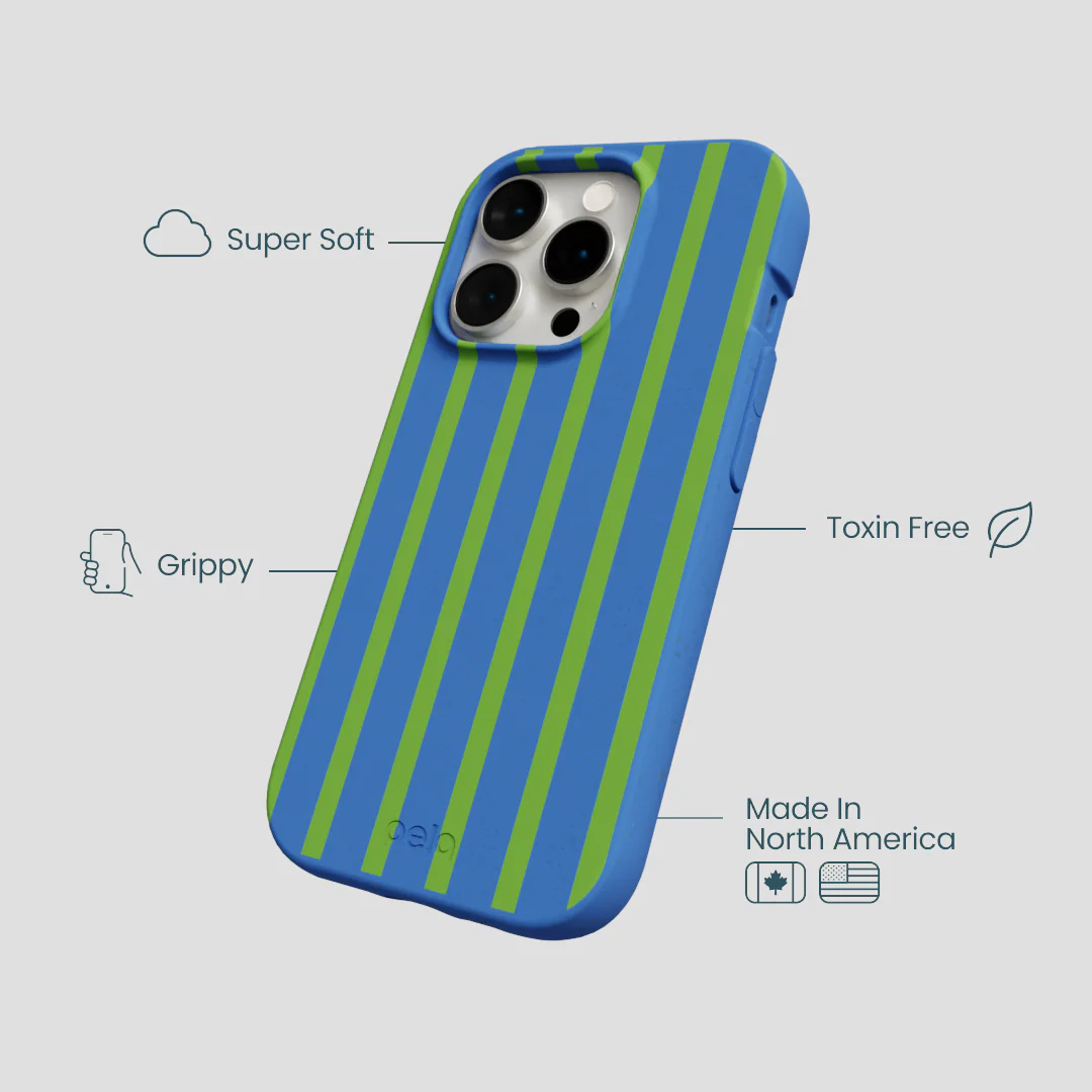 Electric Blue Earth Stripes iPhone 14 Pro Case - Image 4