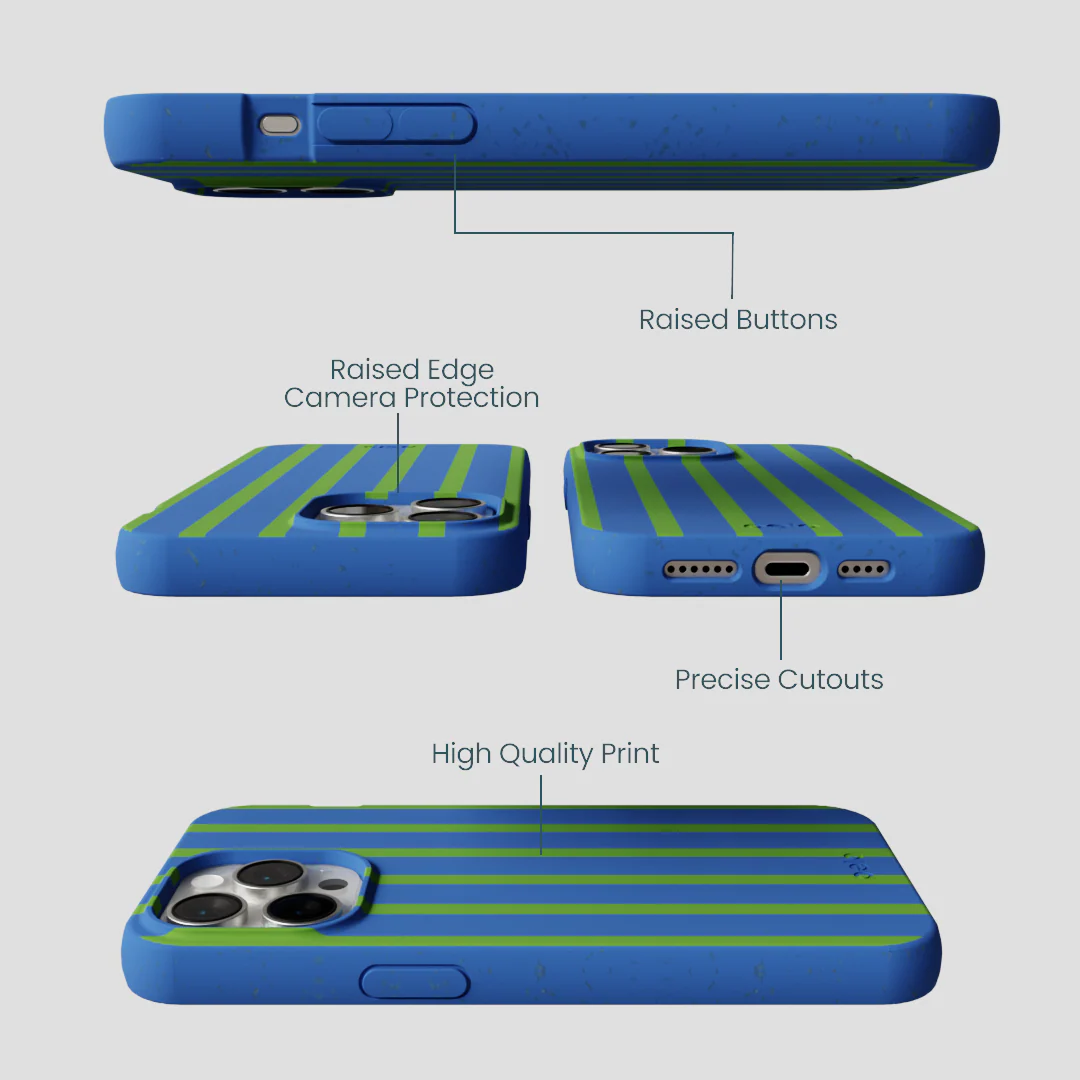 Electric Blue Earth Stripes iPhone 14 Pro Max Case - Image 3