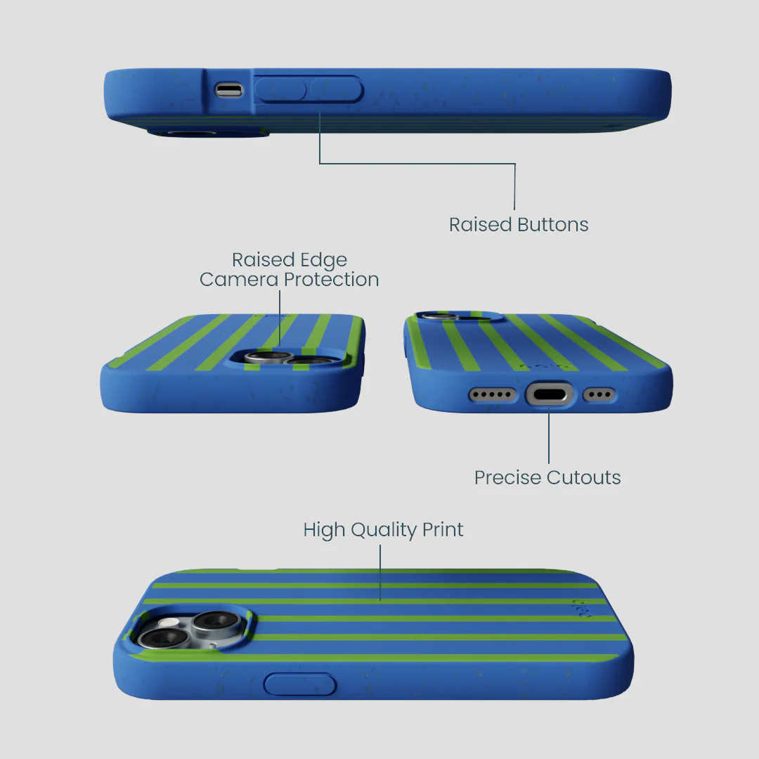 Electric Blue Earth Stripes iPhone 15 Case - Image 3