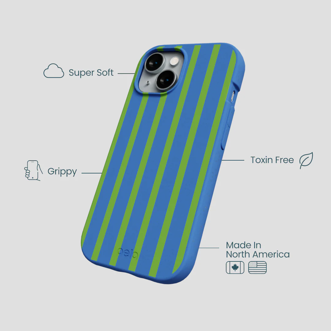Electric Blue Earth Stripes iPhone 15 Case - Image 4