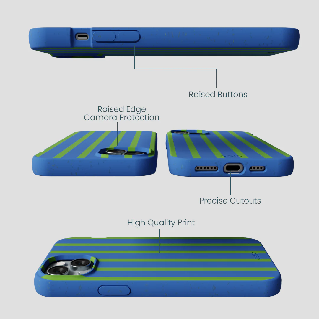 Electric Blue Earth Stripes iPhone 15 Plus Case - Image 3