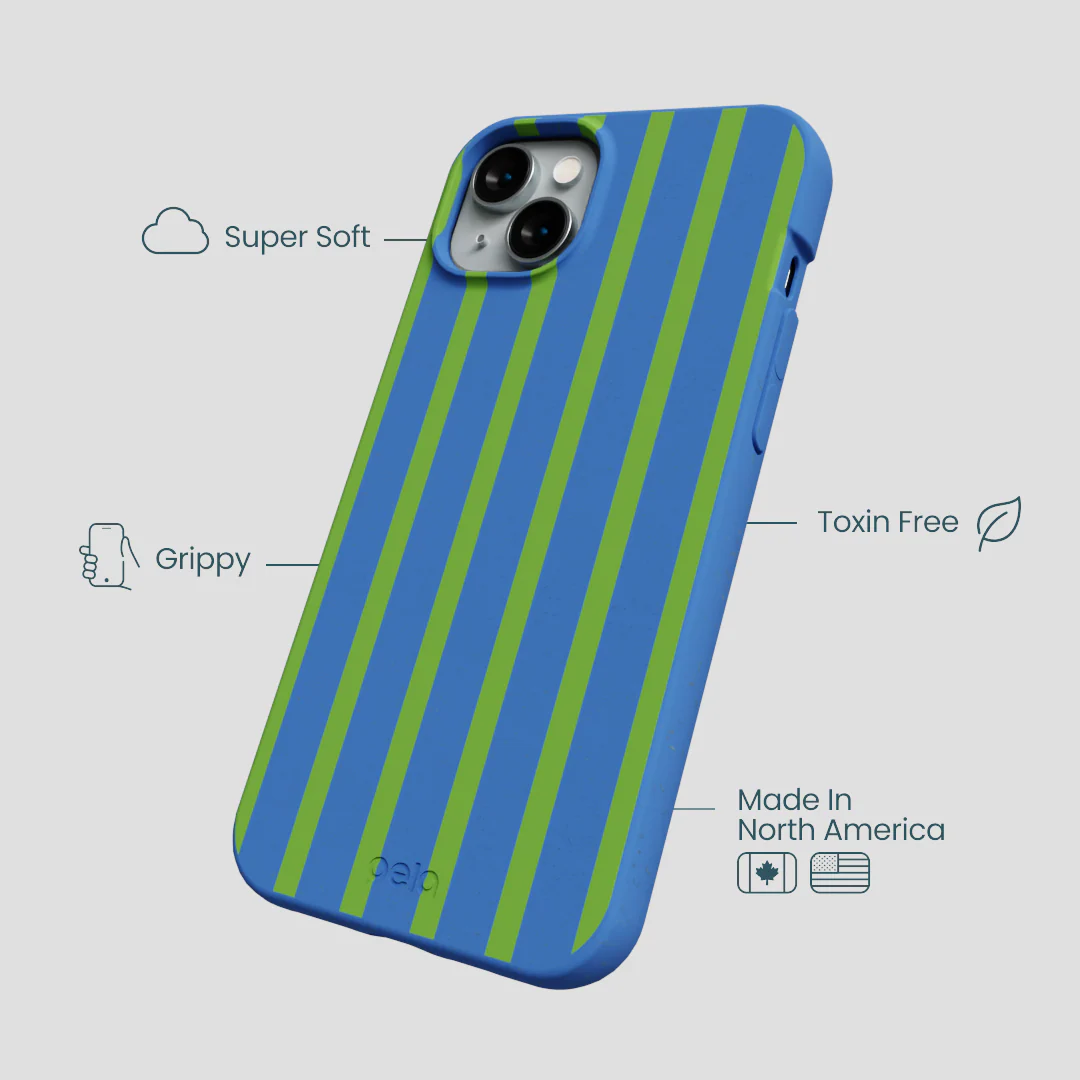 Electric Blue Earth Stripes iPhone 15 Plus Case - Image 4
