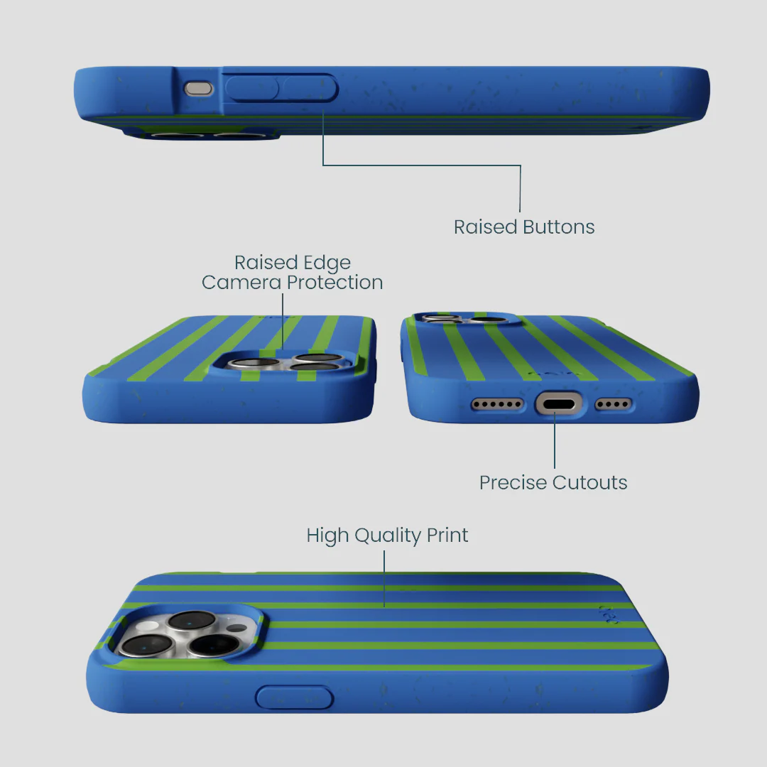 Electric Blue Earth Stripes iPhone 15 Pro Max Case - Image 3