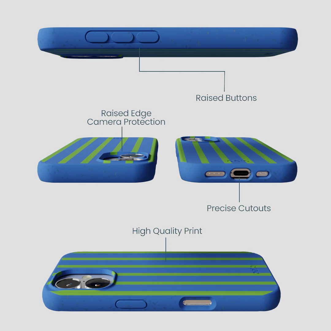 Electric Blue Earth Stripes iPhone 16 Case - Image 3